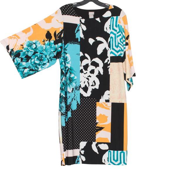 Chicos Dress Kimono Patchwork Eclectic Artsy Contemporary Abstract 1 Medium 8 - Picture 1 of 6
